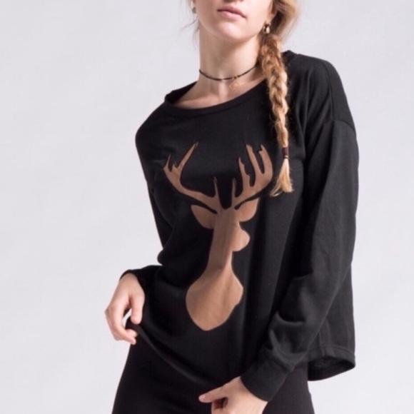 Soft French Terry Graphic Reindeer Sweatshirt